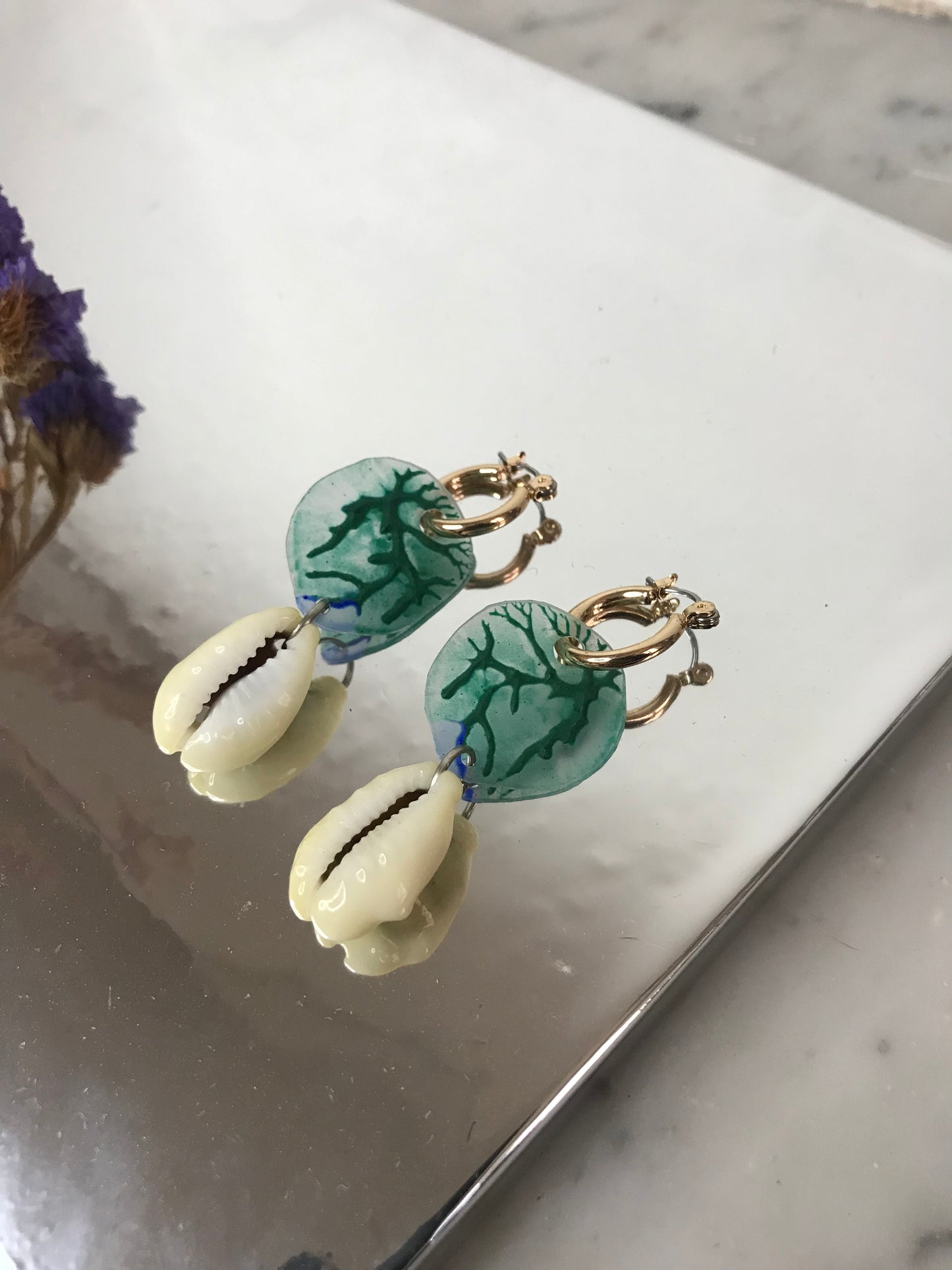 Boucles d'oreilles Céladon